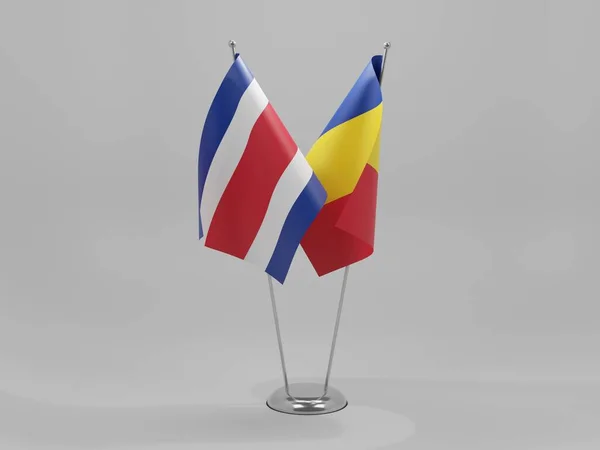 Roumanie Costa Rica Drapeaux Coopération Fond Blanc Render — Photo