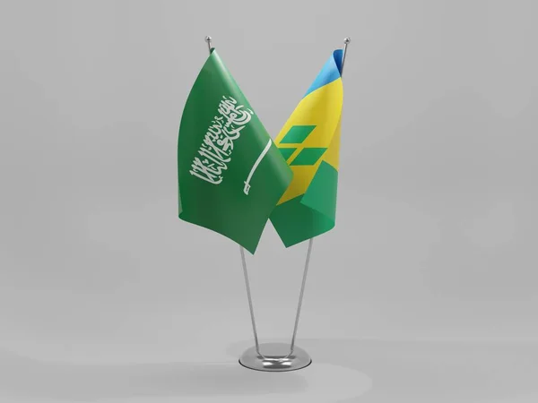 Saint Vincent Grenadines Saudi Arabia Cooperation Flags White Background Render — Stock Photo, Image