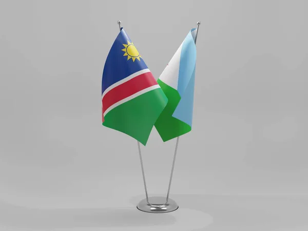 吉布提 纳米比亚合作旗 白色背景 3D渲染 — 图库照片