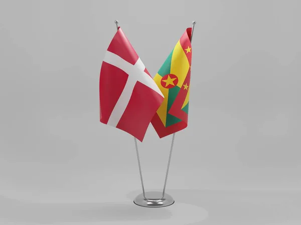 Grenada Dánsko Spolupráce Vlajky Bílé Pozadí Render — Stock fotografie