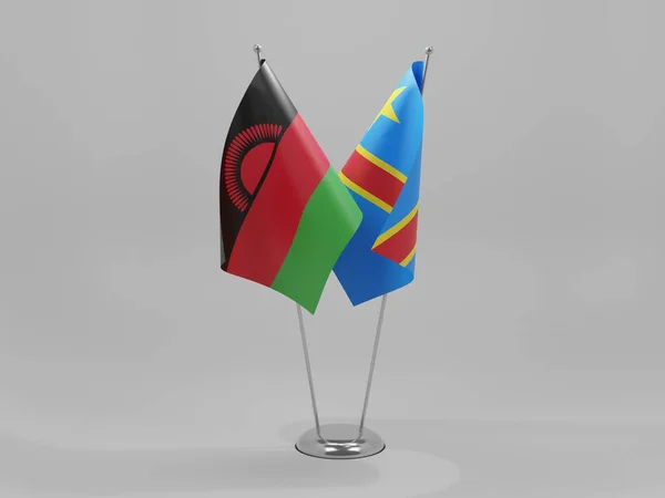 Λαϊκή Δημοκρατία Του Κονγκό Μαλάουι Σημαίες Συνεργασίας Λευκό Φόντο Render — Φωτογραφία Αρχείου
