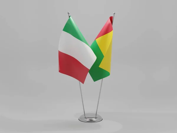 ギニアビサウ イタリア協力旗 白背景 3Dレンダリング — ストック写真