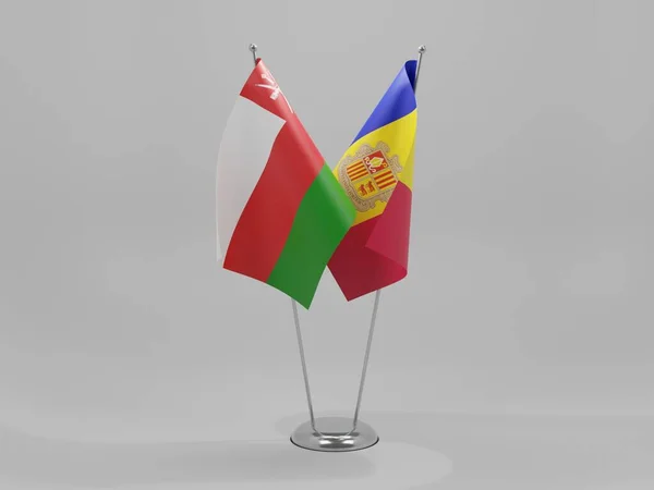 Andorra Oman Kooperationsfahnen Weißer Hintergrund Render — Stockfoto
