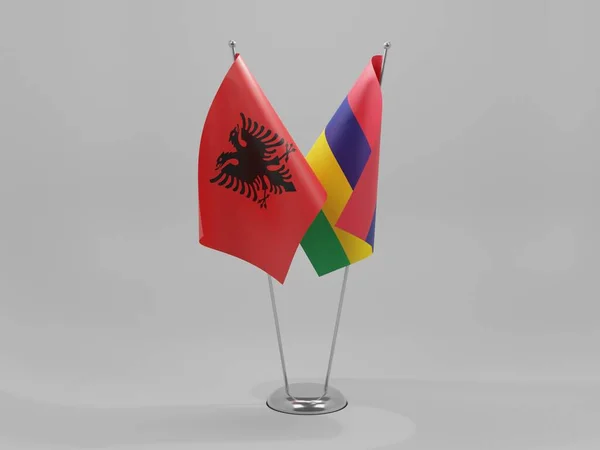 Mauricio Albania Banderas Cooperación Fondo Blanco Render — Foto de Stock
