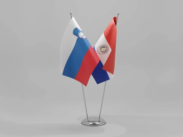 Paraguay Drapeaux Coopération Slovénie Fond Blanc Render — Photo