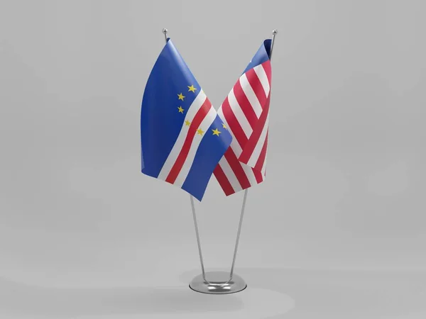 Liberia Cape Verde Cooperation Flags White Background Render — стокове фото
