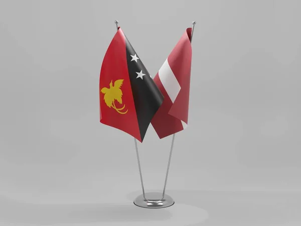 Latvia Papua New Guinea Cooperation Flags White Background Render — Stock Photo, Image