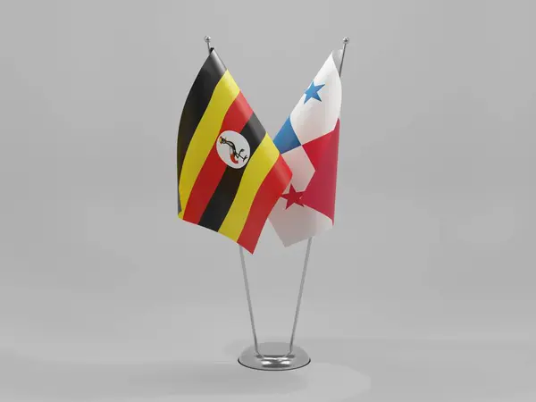 Panama Uganda Flaggor För Samarbete Vit Bakgrund Render — Stockfoto