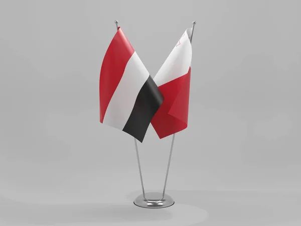Σημαίες Συνεργασίας Μάλτας Υεμένης Λευκό Φόντο Render — Φωτογραφία Αρχείου