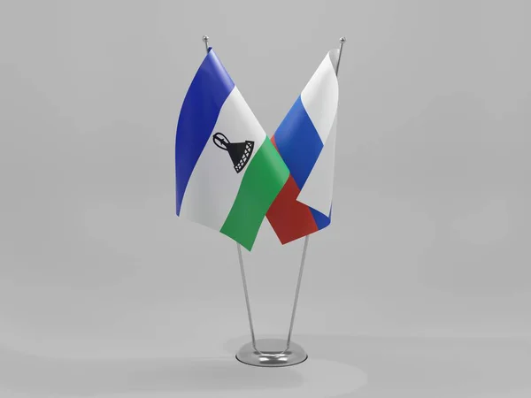 Rusland Lesotho Samenwerkingsvlaggen Witte Achtergrond Render — Stockfoto