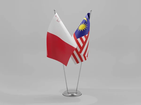 Malaysia Malta Cooperation Flags White Background Render — 스톡 사진