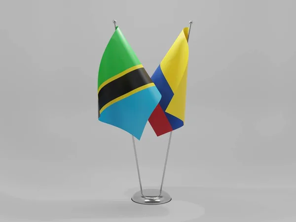 Colombia Tanzania Cooperation Flags White Background Render — Stock Photo, Image