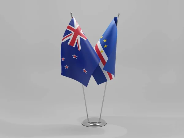 Πράσινο Ακρωτήριο Σημαίες Συνεργασίας Νέας Ζηλανδίας Λευκό Φόντο Render — Φωτογραφία Αρχείου
