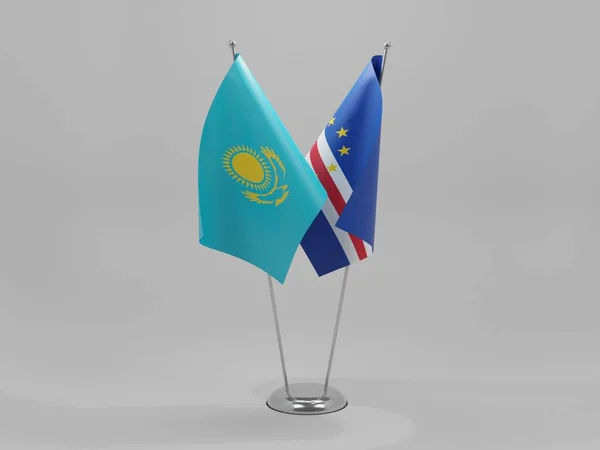 Cabo Verde Bandeiras Cooperação Cazaquistão Fundo Branco Render — Fotografia de Stock