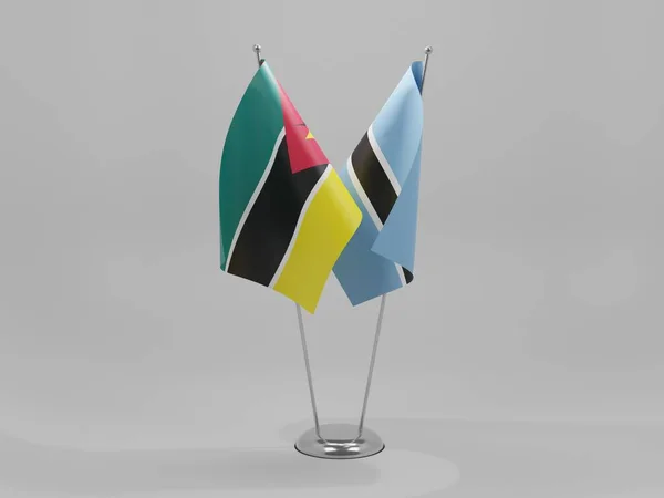 보츠와 모잠비크 Cooperation Flags White Background Render — 스톡 사진