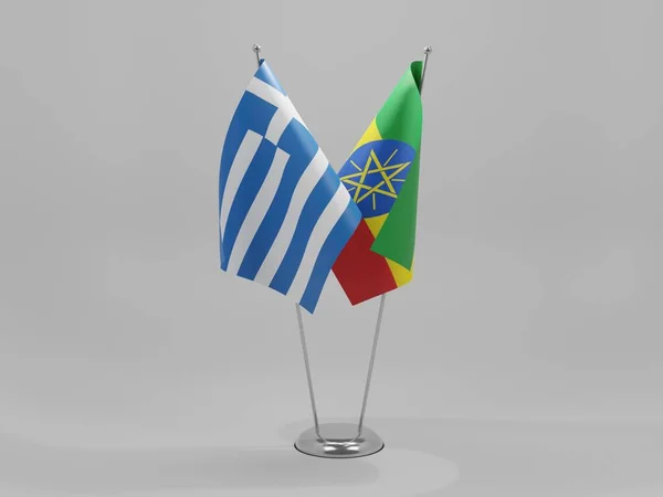 Etiopia Grecia Bandiere Cooperazione Sfondo Bianco Render — Foto Stock