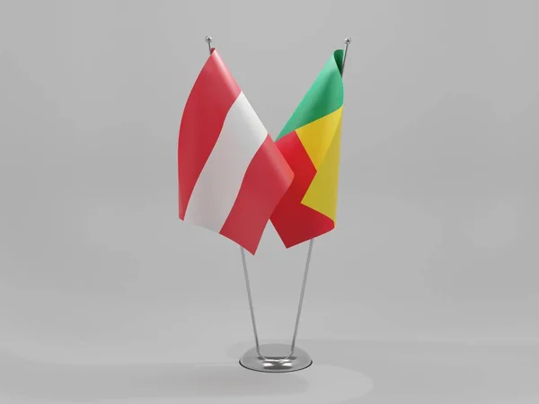 Bénin Autriche Drapeaux Coopération Fond Blanc Render — Photo