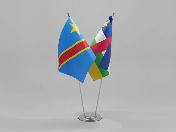 Orta Afrika Cumhuriyeti Kongo Demokratik Cumhuriyeti Şbirliği Bayrakları Beyaz Arkaplan — Stok fotoğraf