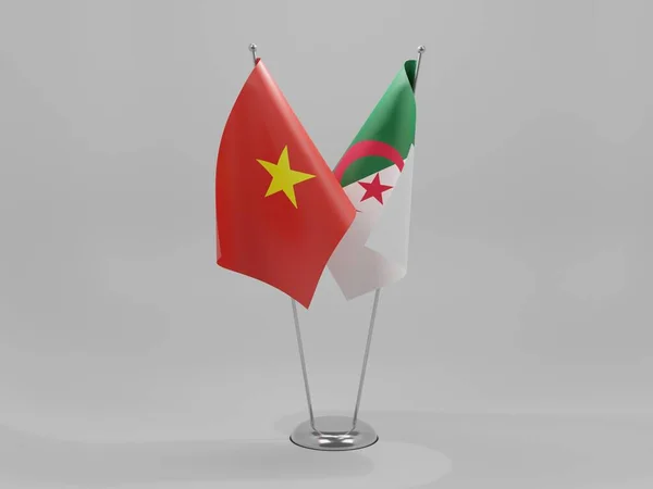 Algéria Vietnam Cooperation Flags Fehér Háttér Render — Stock Fotó