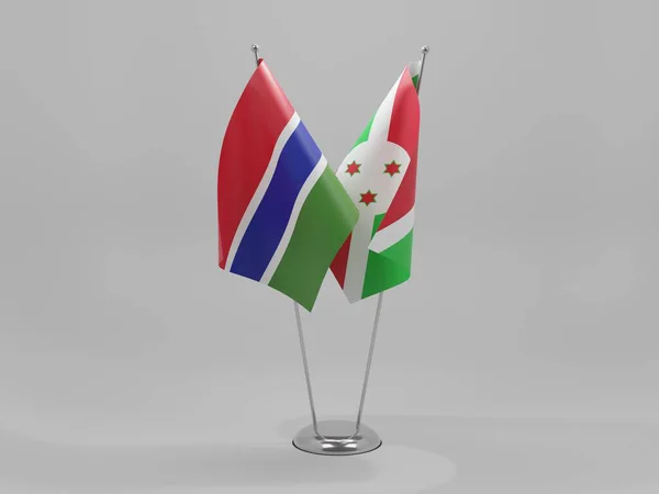 Burundi Banderas Cooperación Gambia Fondo Blanco Render — Foto de Stock