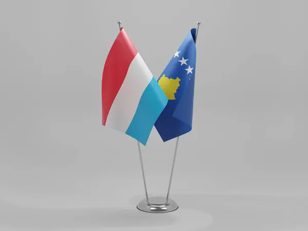 Kosovo Bandeiras Cooperação Luxemburgo Fundo Branco Render — Fotografia de Stock