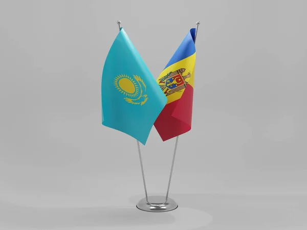 Moldova Kazakistan Şbirliği Bayrakları Beyaz Arkaplan Render — Stok fotoğraf