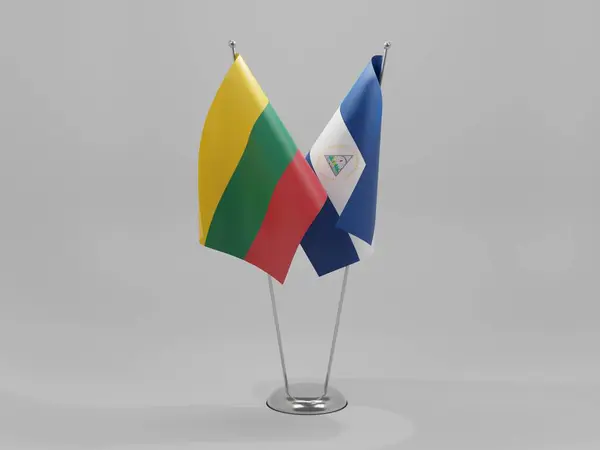 Nicaragua Litauen Kooperationsfahnen Weißer Hintergrund Render — Stockfoto