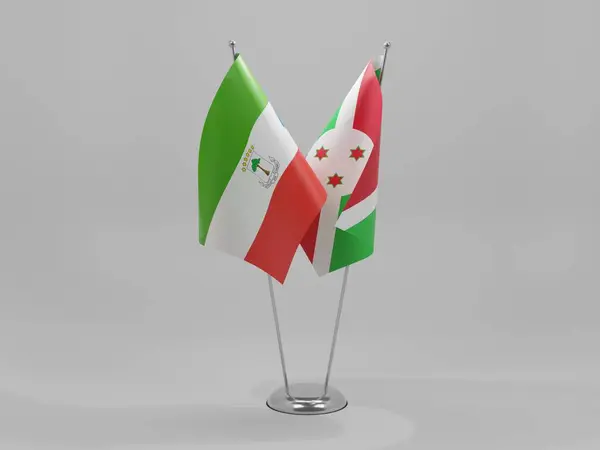 布隆迪 赤道几内亚合作旗 白色背景 3D渲染 — 图库照片