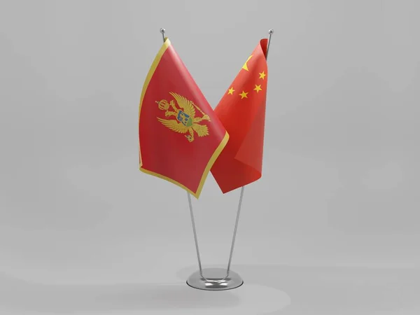 Cina Montenegro Bandiere Cooperazione Sfondo Bianco Render — Foto Stock