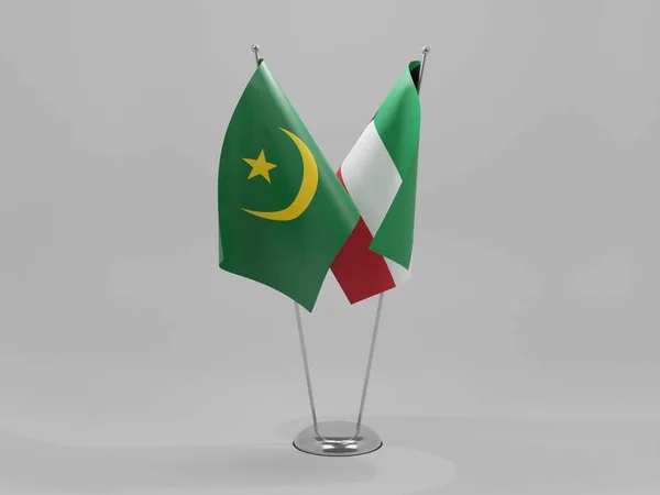 科威特 毛里塔尼亚合作旗 白色背景 3D渲染 — 图库照片
