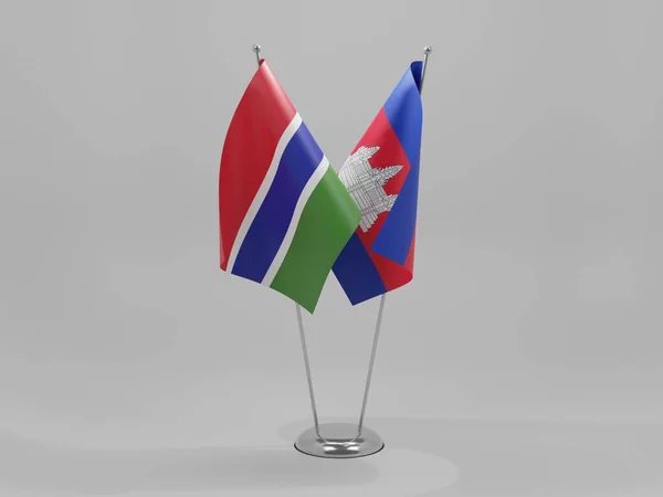 Kamboja Gambia Cooperation Flags White Background Render — Stok Foto