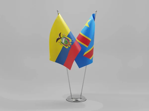 Demokratická Republika Kongo Ekvádor Vlajky Spolupráce Bílé Pozadí Render — Stock fotografie