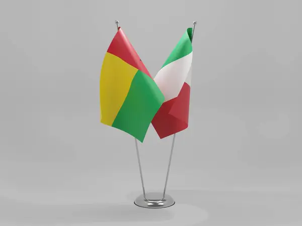 이탈리아 Guinea Bisusu Cooperation Flags White Background Render — 스톡 사진