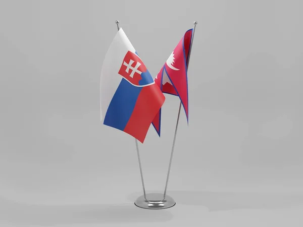 Népal Drapeaux Coopération Slovaquie Fond Blanc Render — Photo