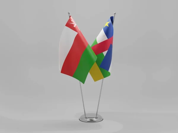 중앙아프리카 공화국 Oman Cooperation Flags White Background Render — 스톡 사진