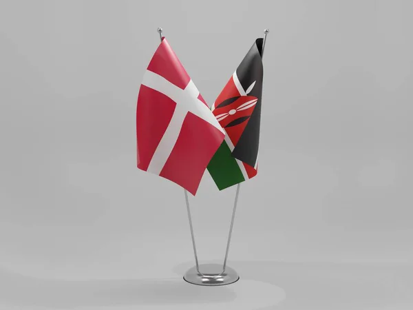 Kenya Danemark Drapeaux Coopération Fond Blanc Render — Photo