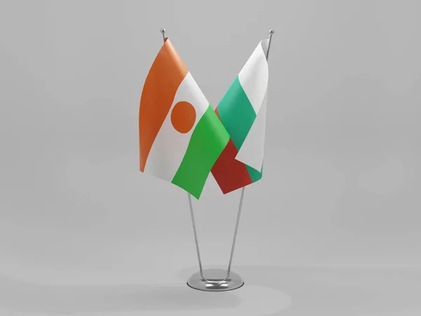 Σημαίες Συνεργασίας Βουλγαρίας Νίγηρα Λευκό Φόντο Render — Φωτογραφία Αρχείου