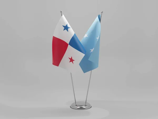 Micronesia Banderas Cooperación Panamá Fondo Blanco Render —  Fotos de Stock
