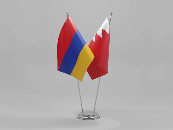 Bahréin Armenia Banderas Cooperación Fondo Blanco Render — Foto de Stock