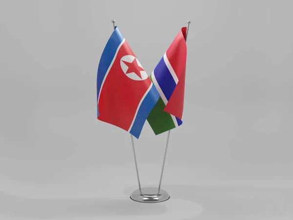 Gambia Nordkorea Kooperationsfahnen Weißer Hintergrund Render — Stockfoto