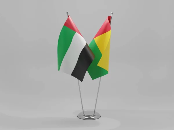 Guinea Bissau Egyesült Arab Emírségek Együttműködési Zászlók Fehér Háttér Render — Stock Fotó
