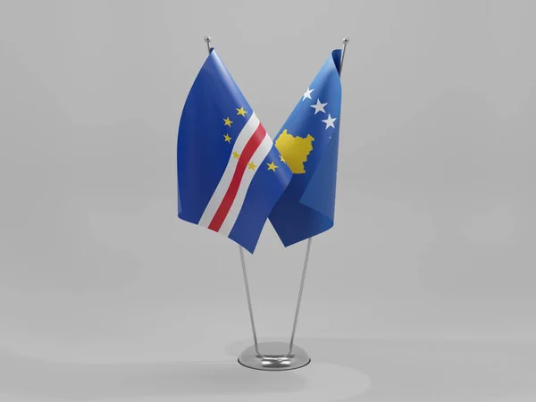 Kosovo Kapverdische Kooperationsflaggen Weißer Hintergrund Render — Stockfoto