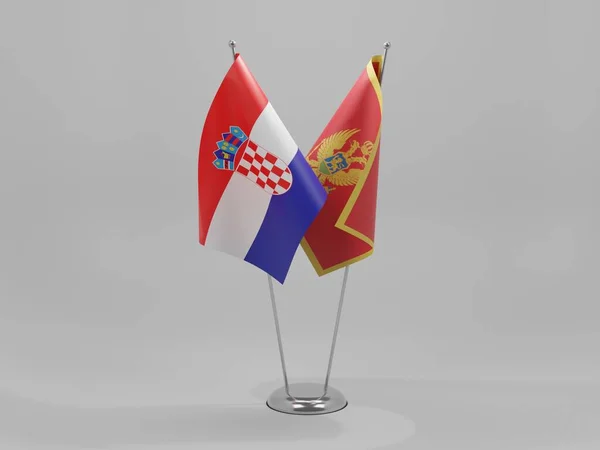 Montenegro Croatia Cooperation Flags White Background Render — Stock Photo, Image