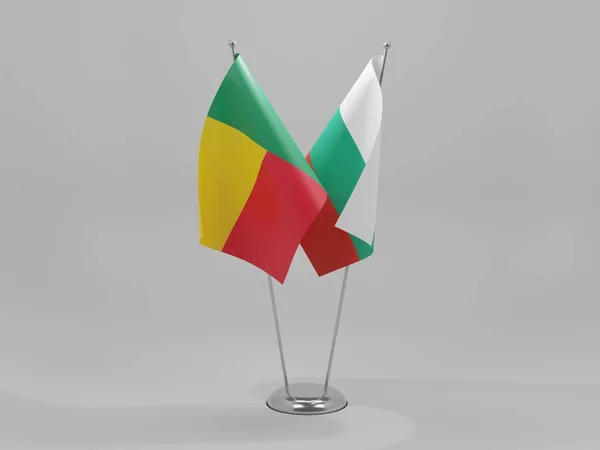 Bulgarien Benin Kooperationsfahnen Weißer Hintergrund Render — Stockfoto