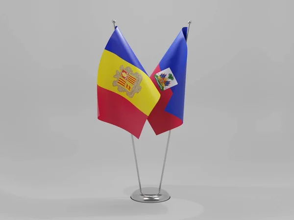 Haití Andorra Banderas Cooperación Fondo Blanco Render — Foto de Stock