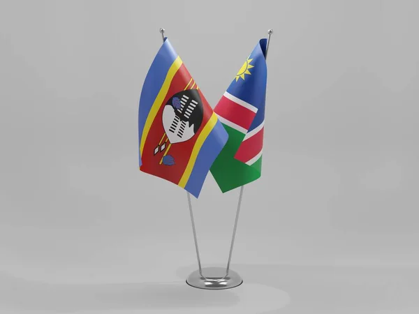 Namibia Banderas Cooperación Suazilandia Fondo Blanco Render —  Fotos de Stock