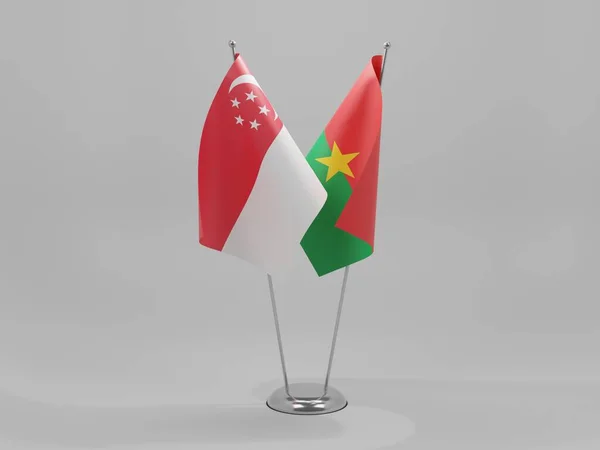 Burkina Faso Bandeiras Cooperação Singapura Fundo Branco Render — Fotografia de Stock