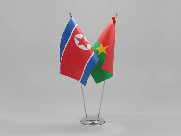 Burkina Faso Bandeiras Cooperação Coreia Norte Fundo Branco Render — Fotografia de Stock