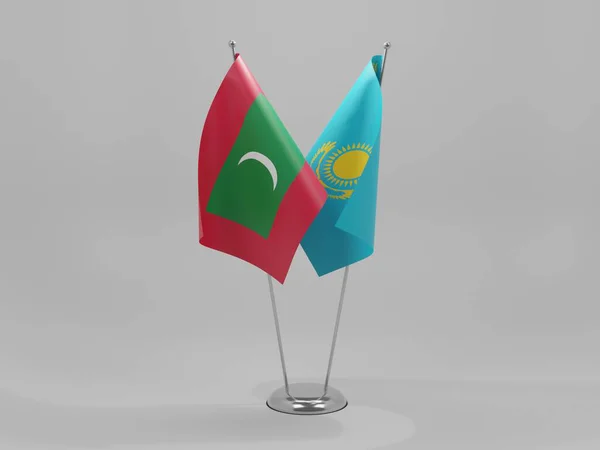 Καζακστάν Μαλδίβες Σημαίες Συνεργασίας Λευκό Φόντο Render — Φωτογραφία Αρχείου