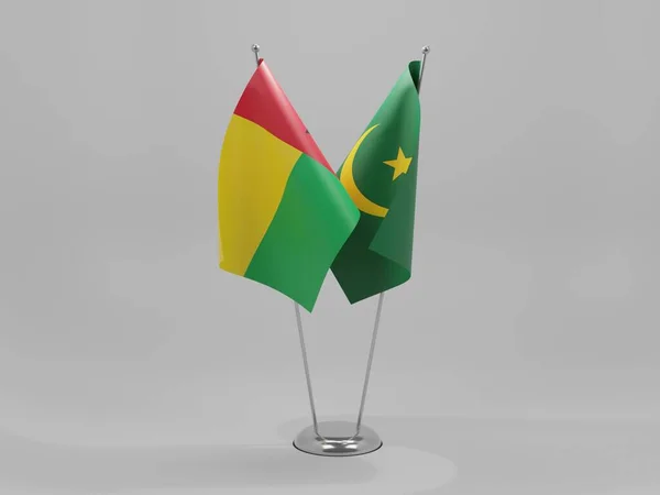 Mauretania Gwinea Bissau Flagi Współpracy Białe Tło Render — Zdjęcie stockowe